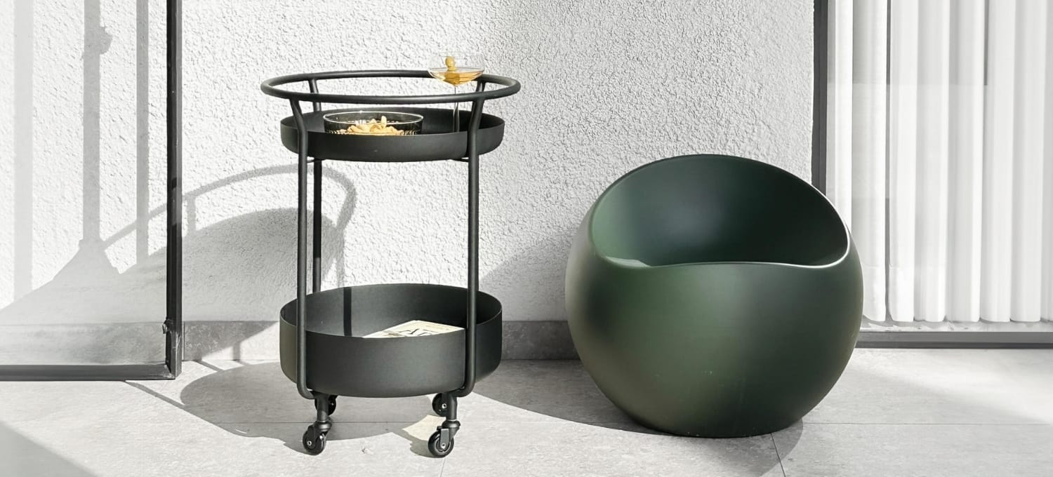 Ball chair and Corona trolley