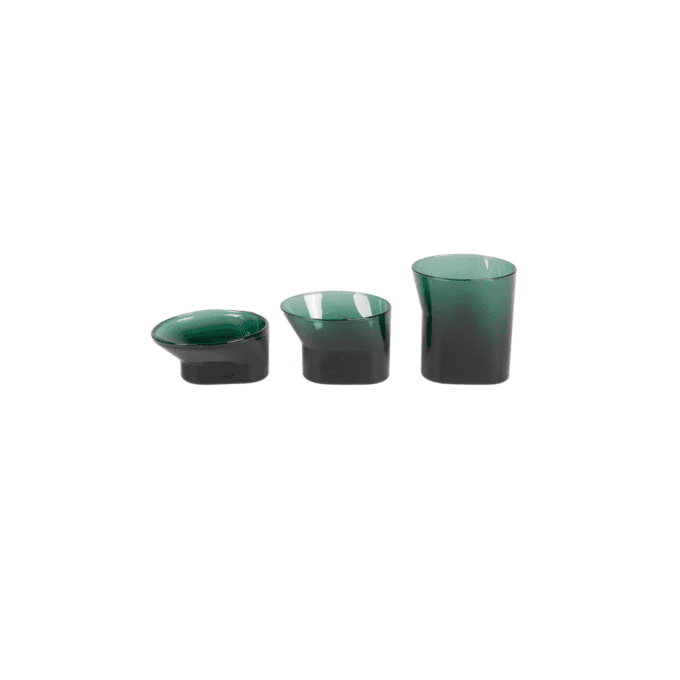 Cala glass set f 3 holders green