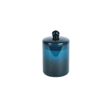 Mika medium blue canister mouth blown glass