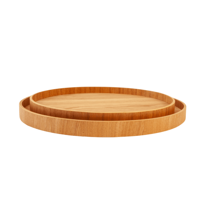 Packshot of two sizes of the round Deck tray by XLBoom in Willow.
