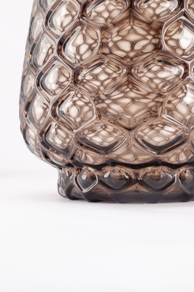 Detail shot of the Kuro Prism vase in color Smokey.