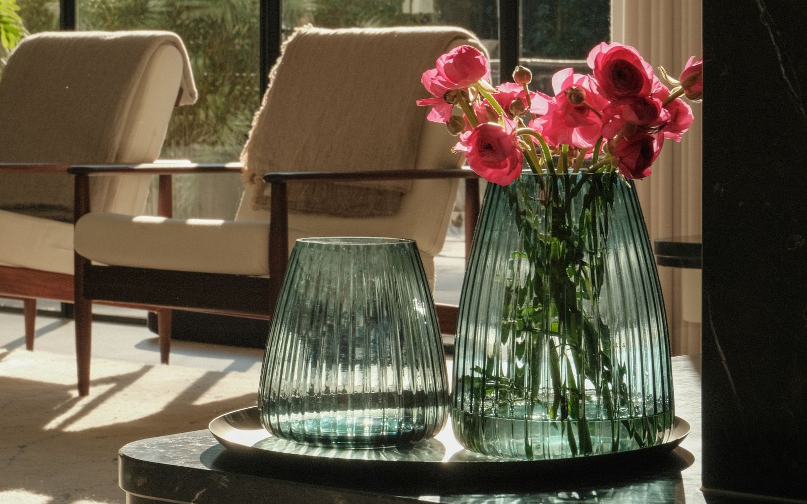 DIM 2.0 vases styled on a Bao tray